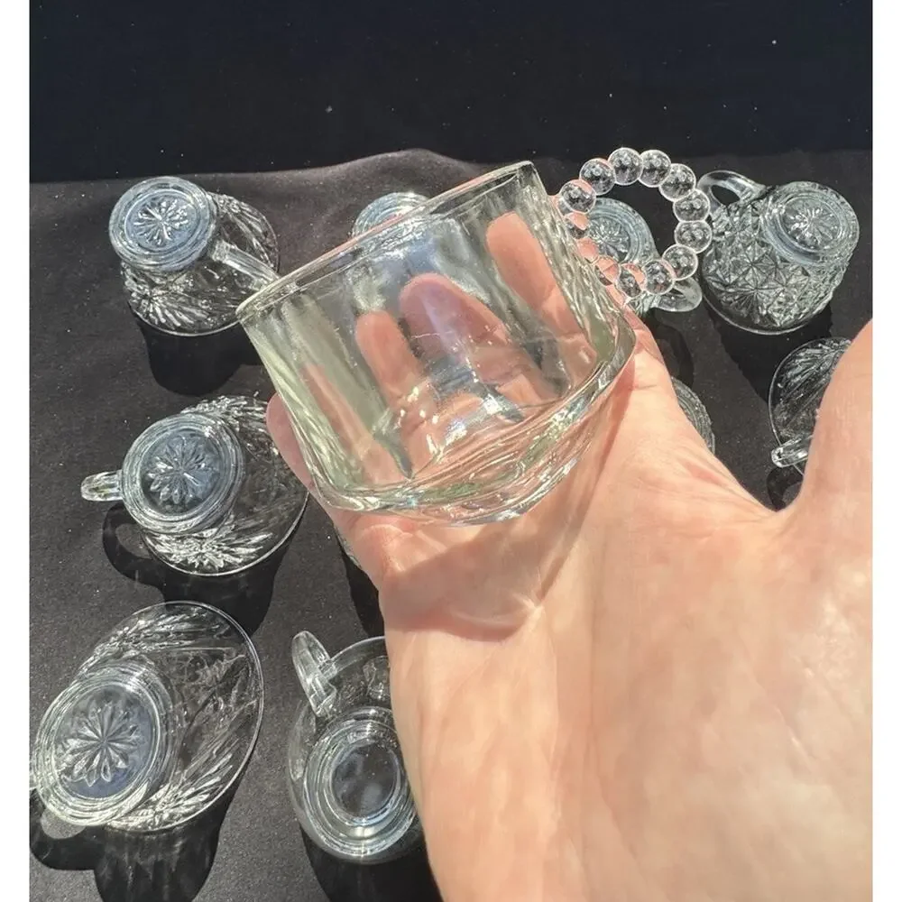 12 Vintage Clear Pressed Glass Punch Bowl Cups -Cups Only- Mixed Variety -10/13